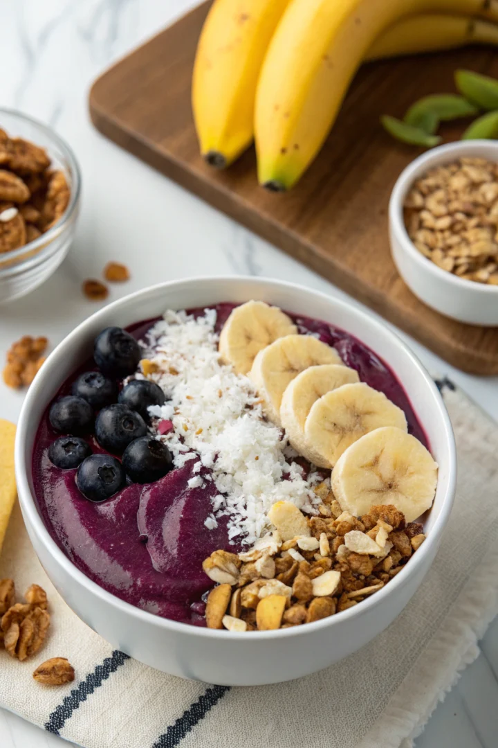 bol açaï, smoothie bowl, petit-déjeuner healthy, meal planning créatif façon brunch