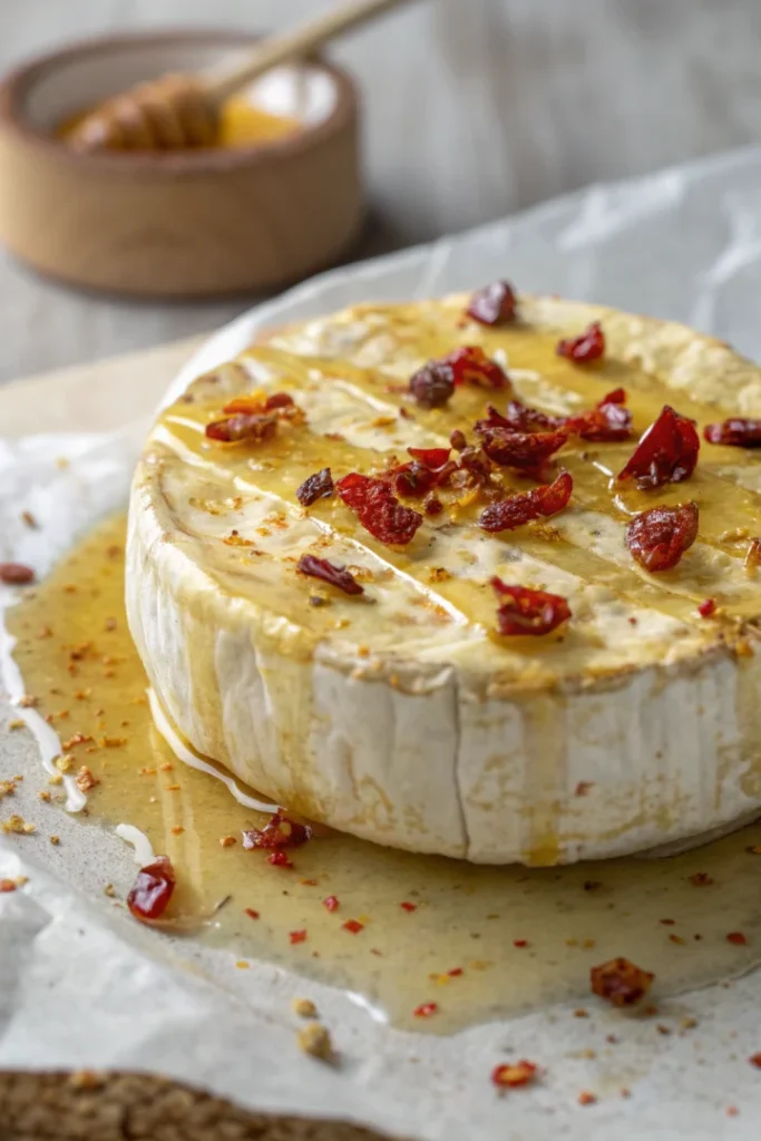 Brie de Meaux rôti au miel et piment d’Espelette
