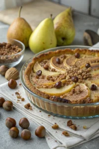 Clafoutis poire-châtaigne aux éclats de pralin