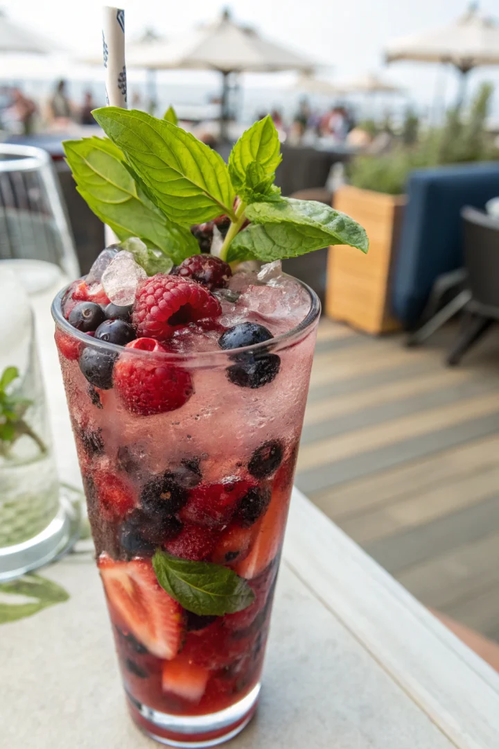 cocktail, fruits, basilic, été recette croustillante et plus saine