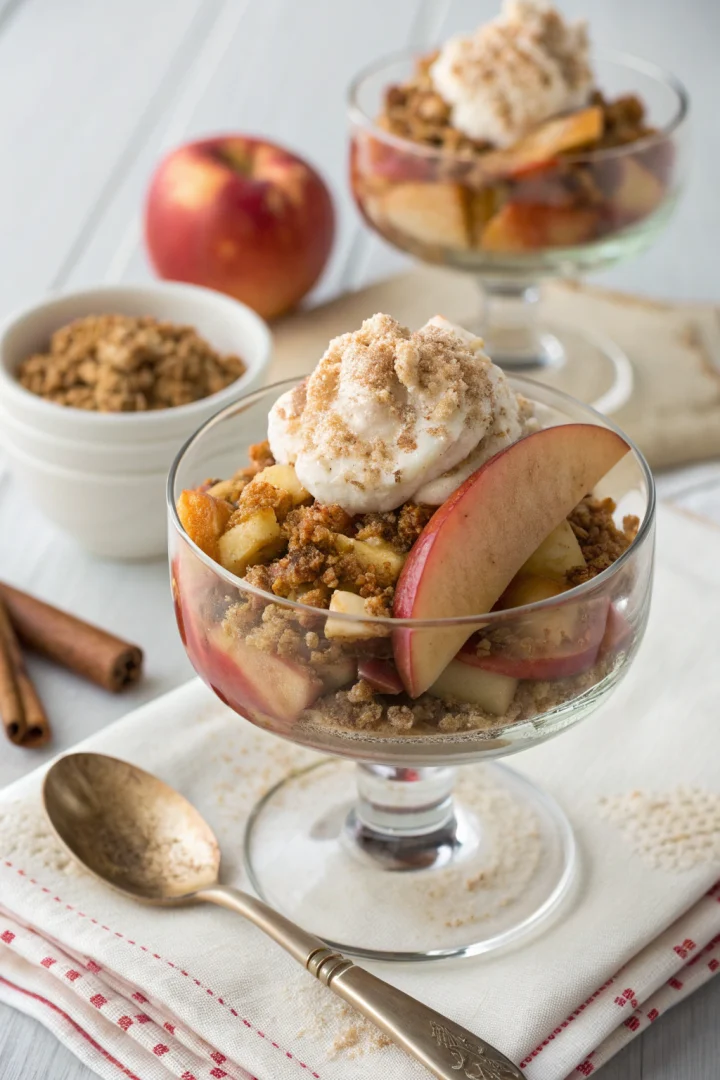 crumble, pommes, dessert, automne