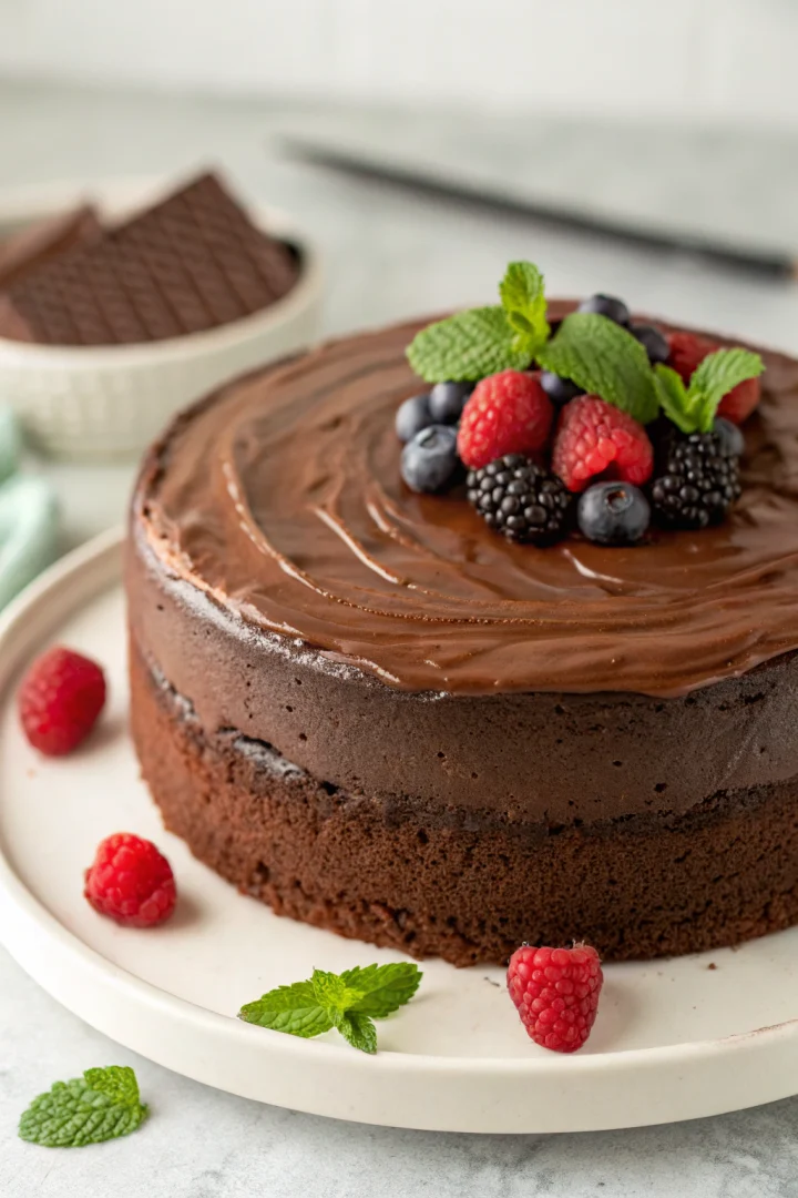 gâteau, chocolat, ganache, gourmand recette croustillante et plus saine