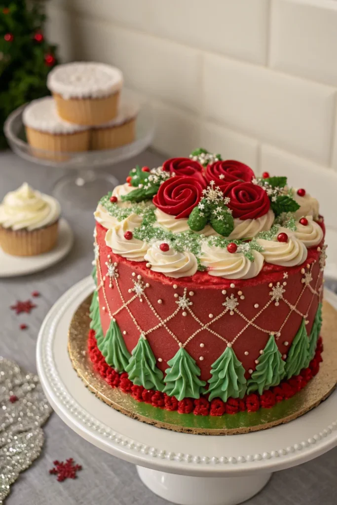 Gâteau festif de Noël façon haute pâtisserie