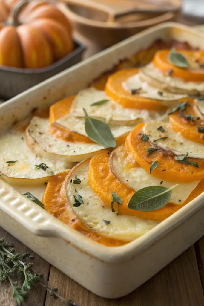 Gratin de courge et reblochon à la sauge