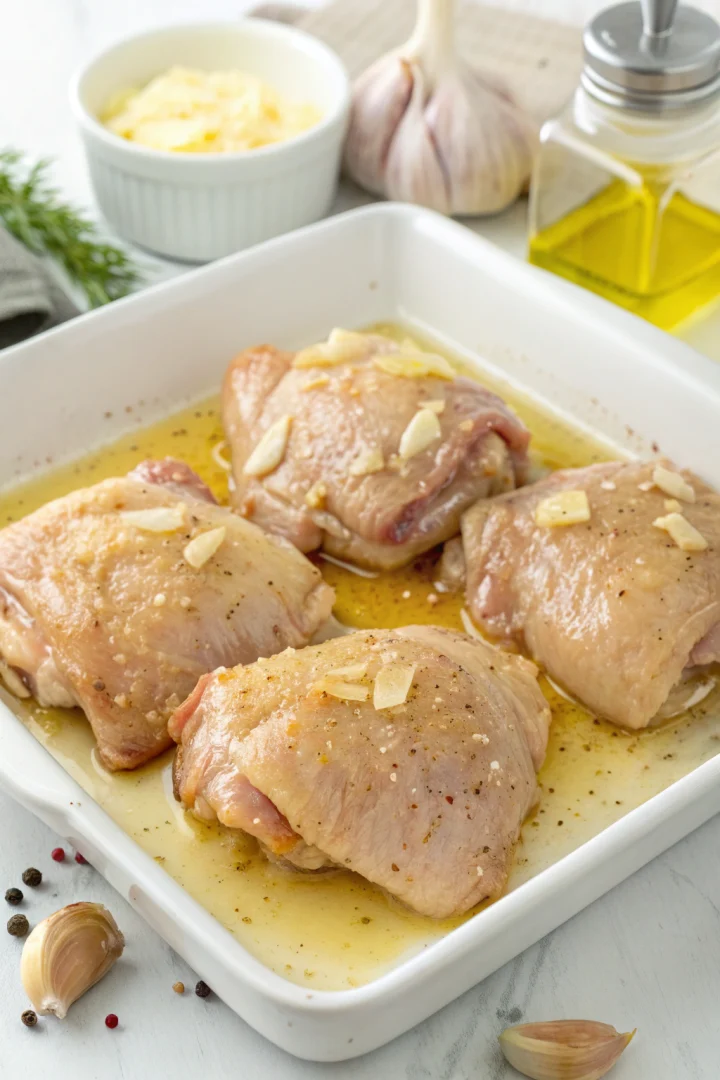 poulet, beurre à l’ail, plat familial, dîner