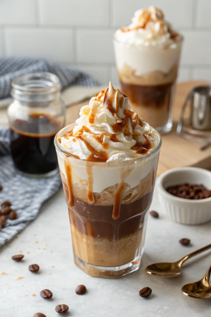 macchiato, caramel, café, glacé recette croustillante et plus saine