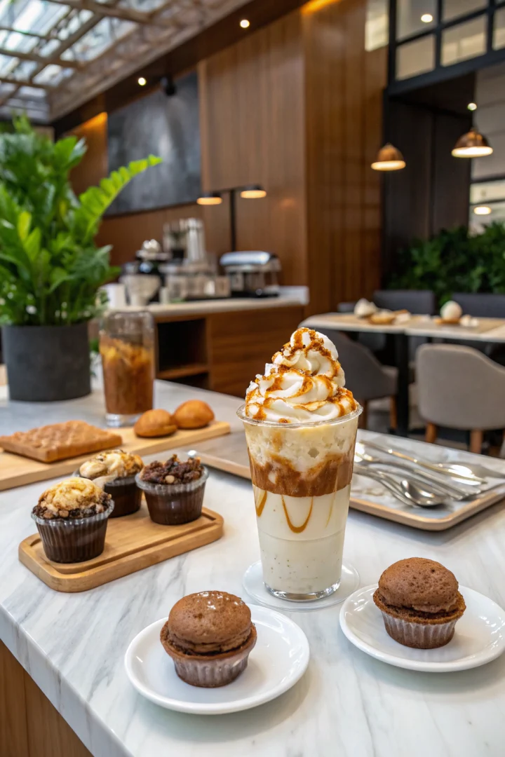 macchiato, caramel, boisson glacée, café créatif façon brunch