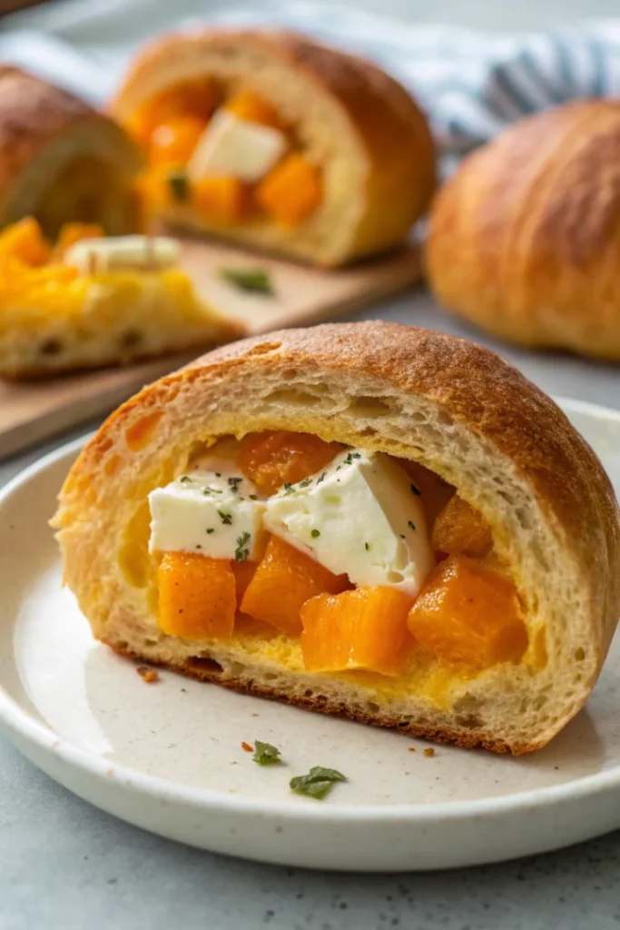 Pain brioché au potimarron et cœur crémeux au fromage frais