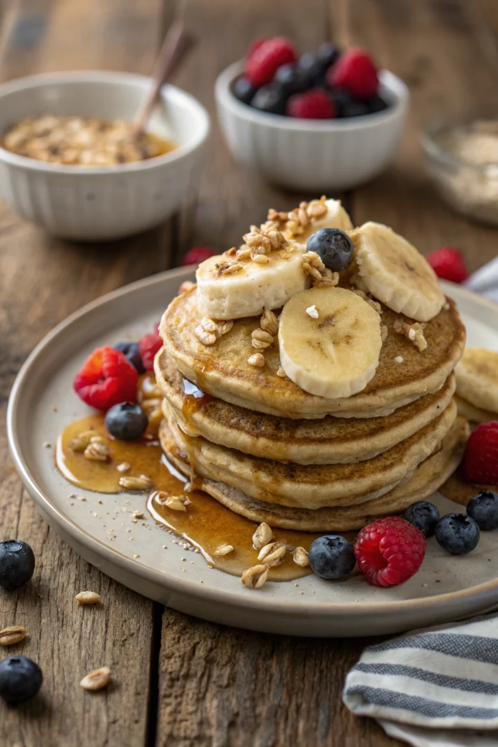 Pancakes à la Banane Sans Gluten : petit-déjeuner moelleux, facile à préparer.