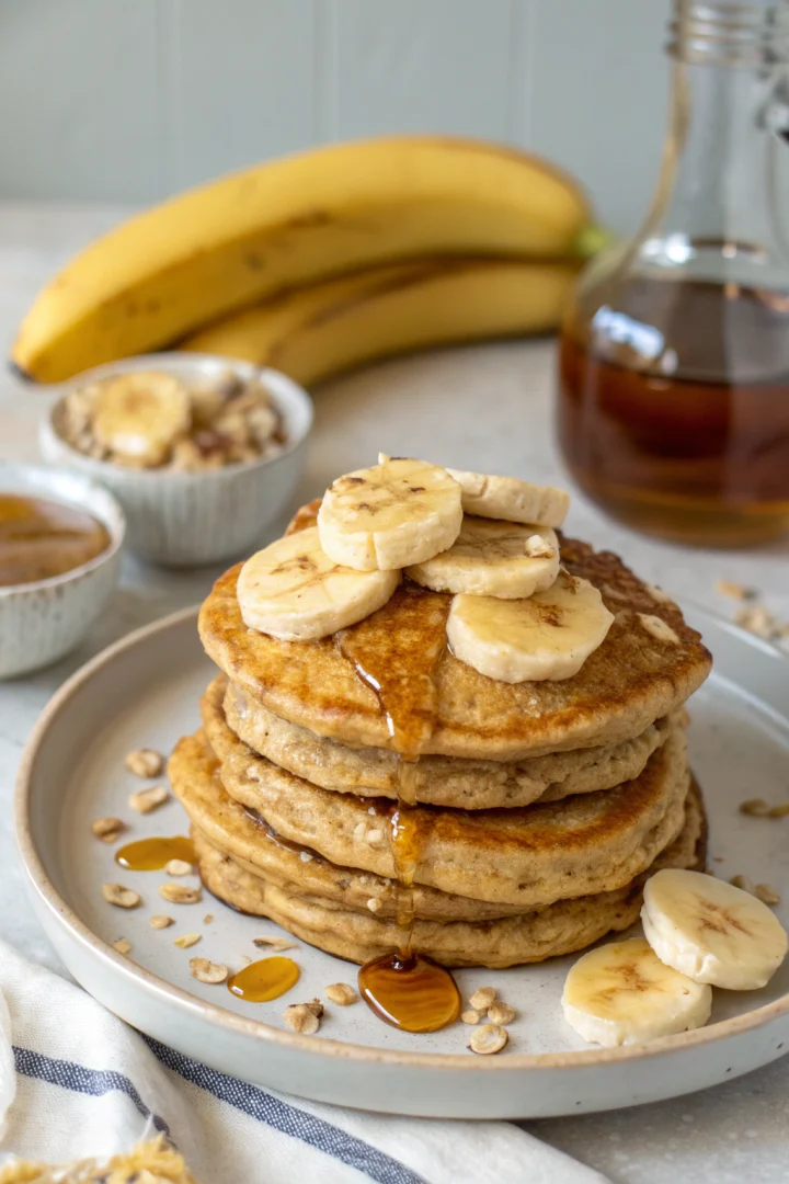 pancakes banane, sans gluten, petit-déjeuner healthy, meal planning créatif façon brunch