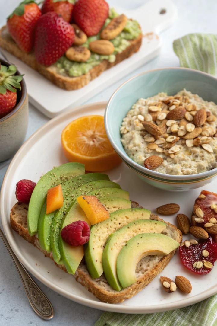 petit-déjeuner, avoine, fruits, énergie avec des céréales, des fruits frais et des graines