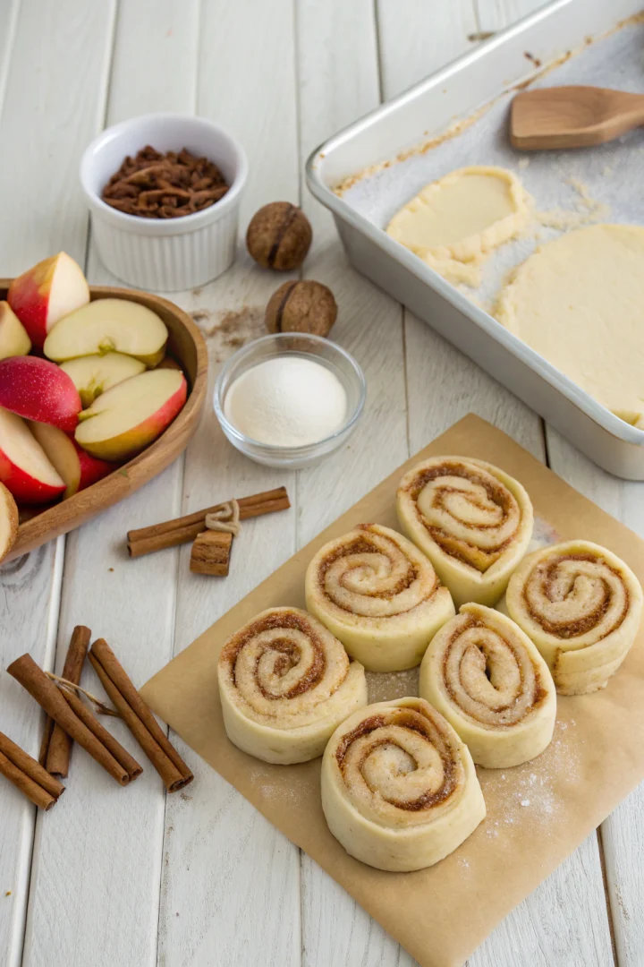 roulés cannelle, brioches pomme, dessert automne créatif façon brunch