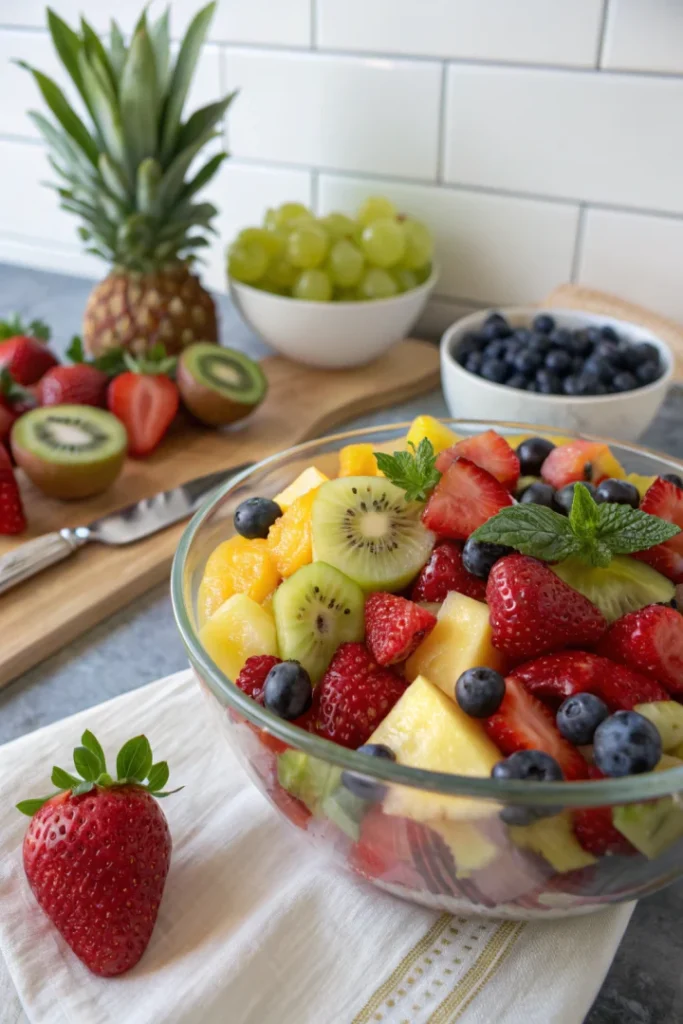 Salade de fruits frais colorée
