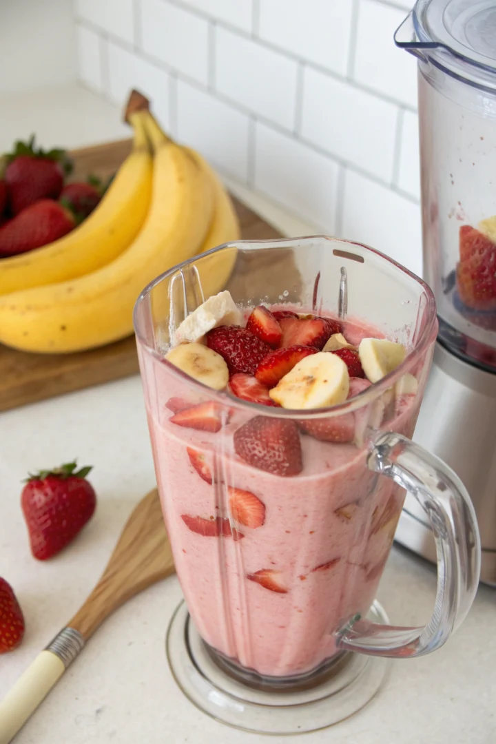 smoothie, fraise, banane, boisson recette facile et saine