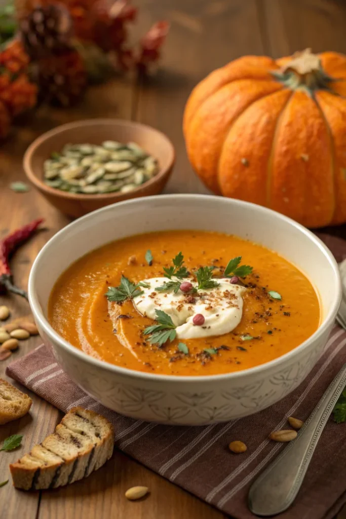 Soupe de potimarron rôtie aux épices d’automne