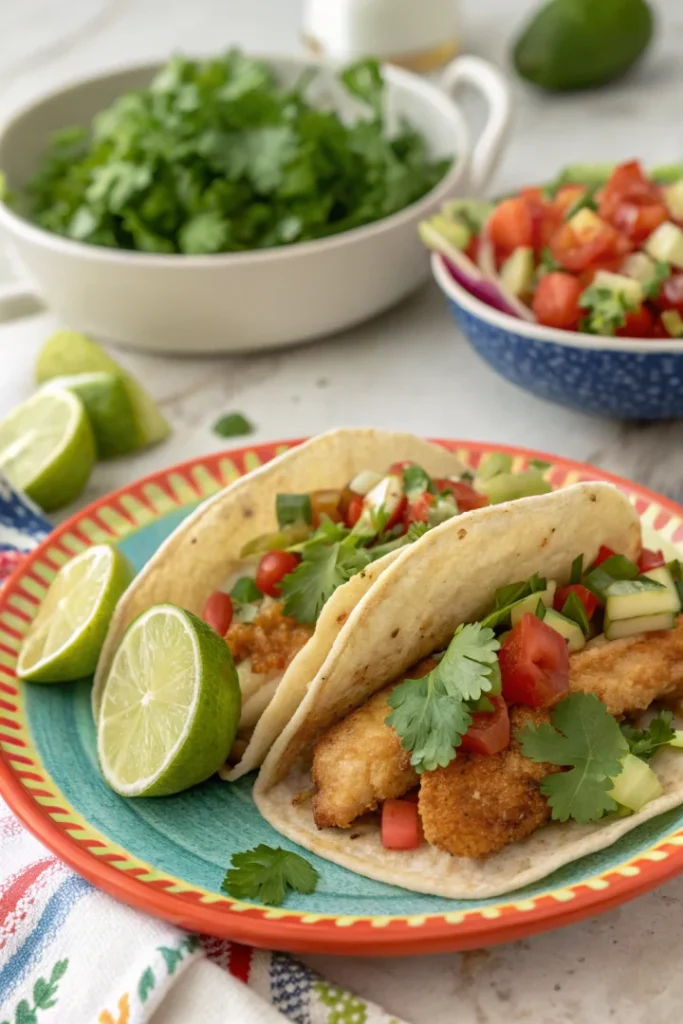 Tacos de poisson croustillant et salade acidulée