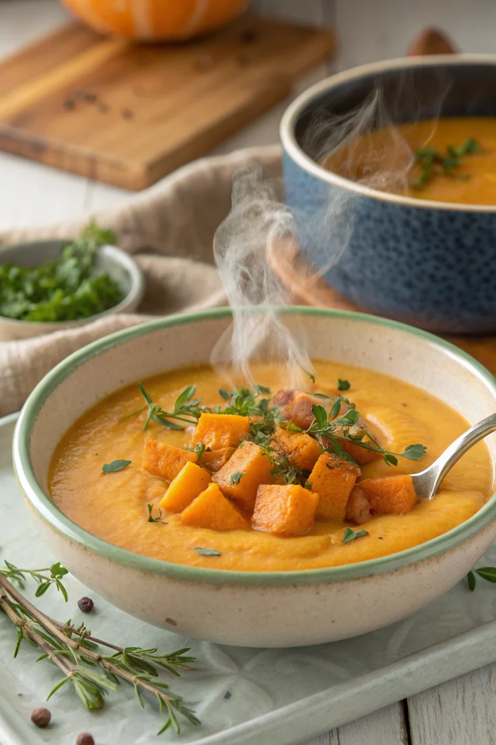 soupe butternut, curry, recette automne, meal planning créatif façon brunch