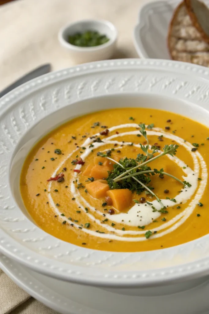 Velouté de courge butternut rôti façon gastronomique