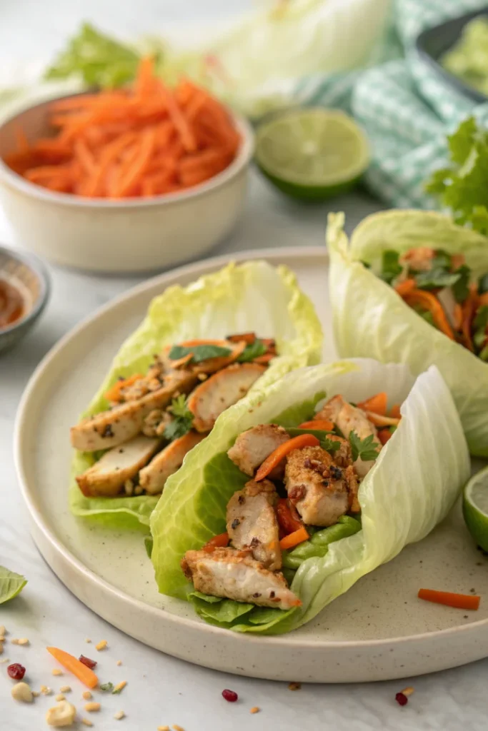Wraps de laitue au poulet à la thaïlandaise