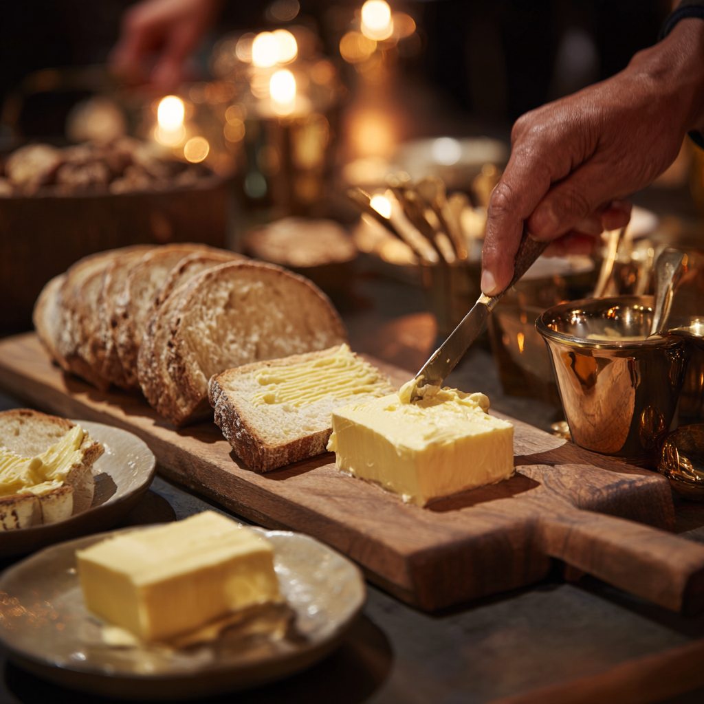 Étape service — Butter Board français dégusté avec pain de campagne chaud