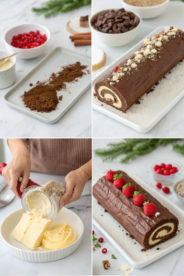 bûche, Noël, étapes, sublimes recette croustillante et plus saine