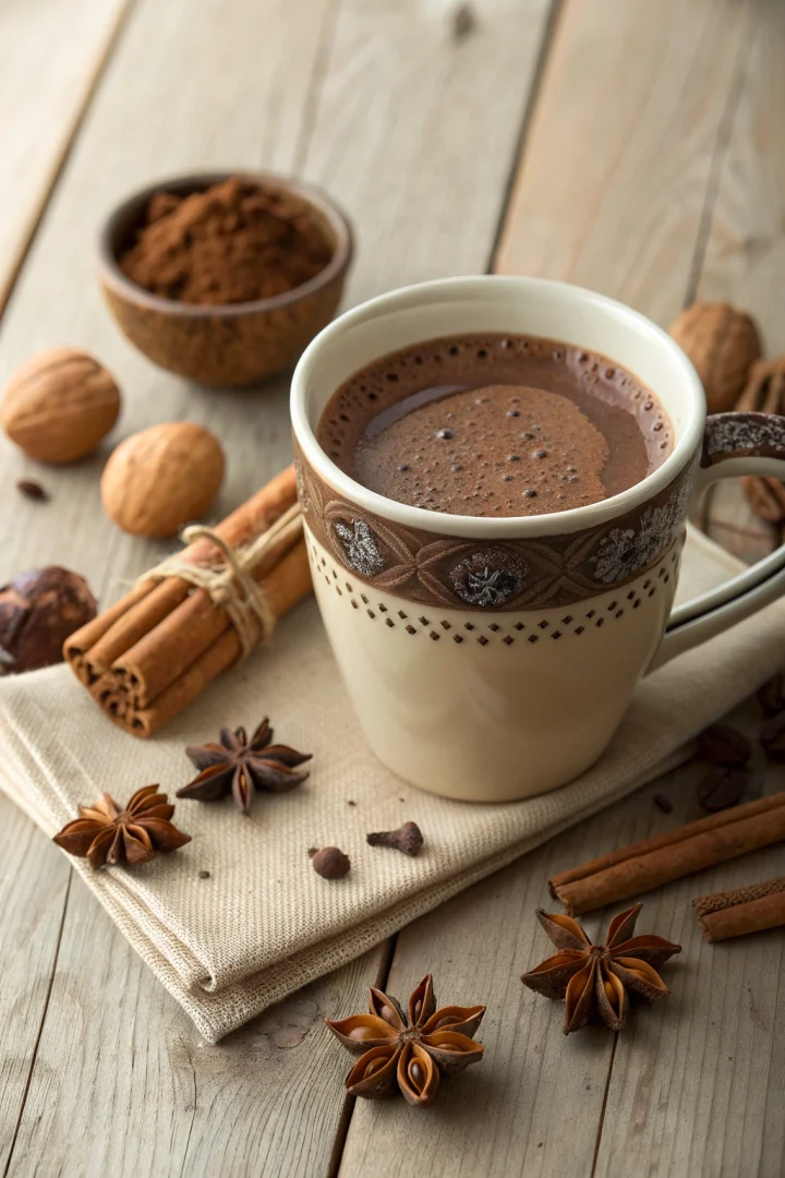 Ingrédients pour une choco, chaud, épices, réconfortantes réussie
