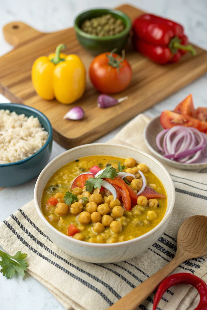 curry, pois, chiches, raisons recette croustillante et plus saine