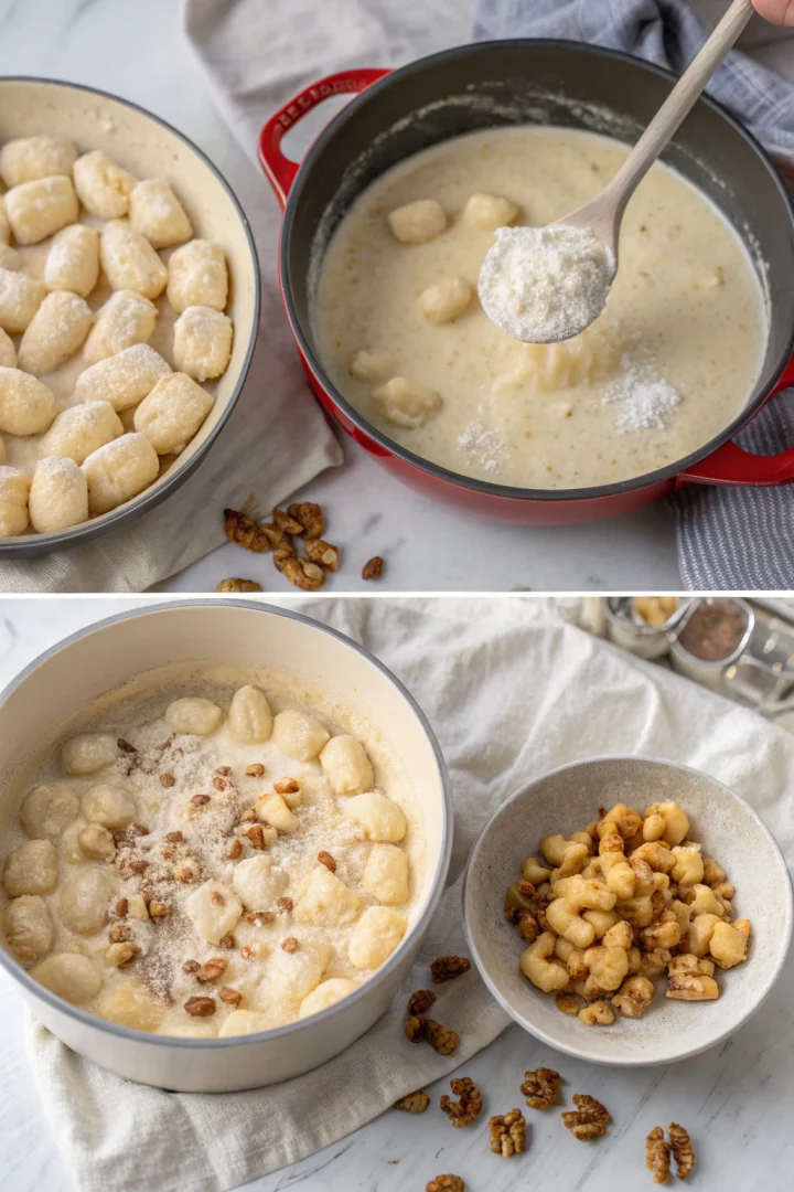 Gnocchis noix : 3 étapes crémeuses