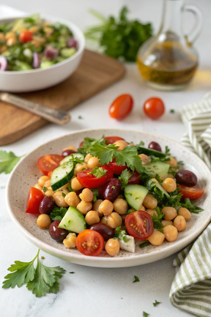 Ingrédients pour une Salade Pois Chiches croustillante et saine